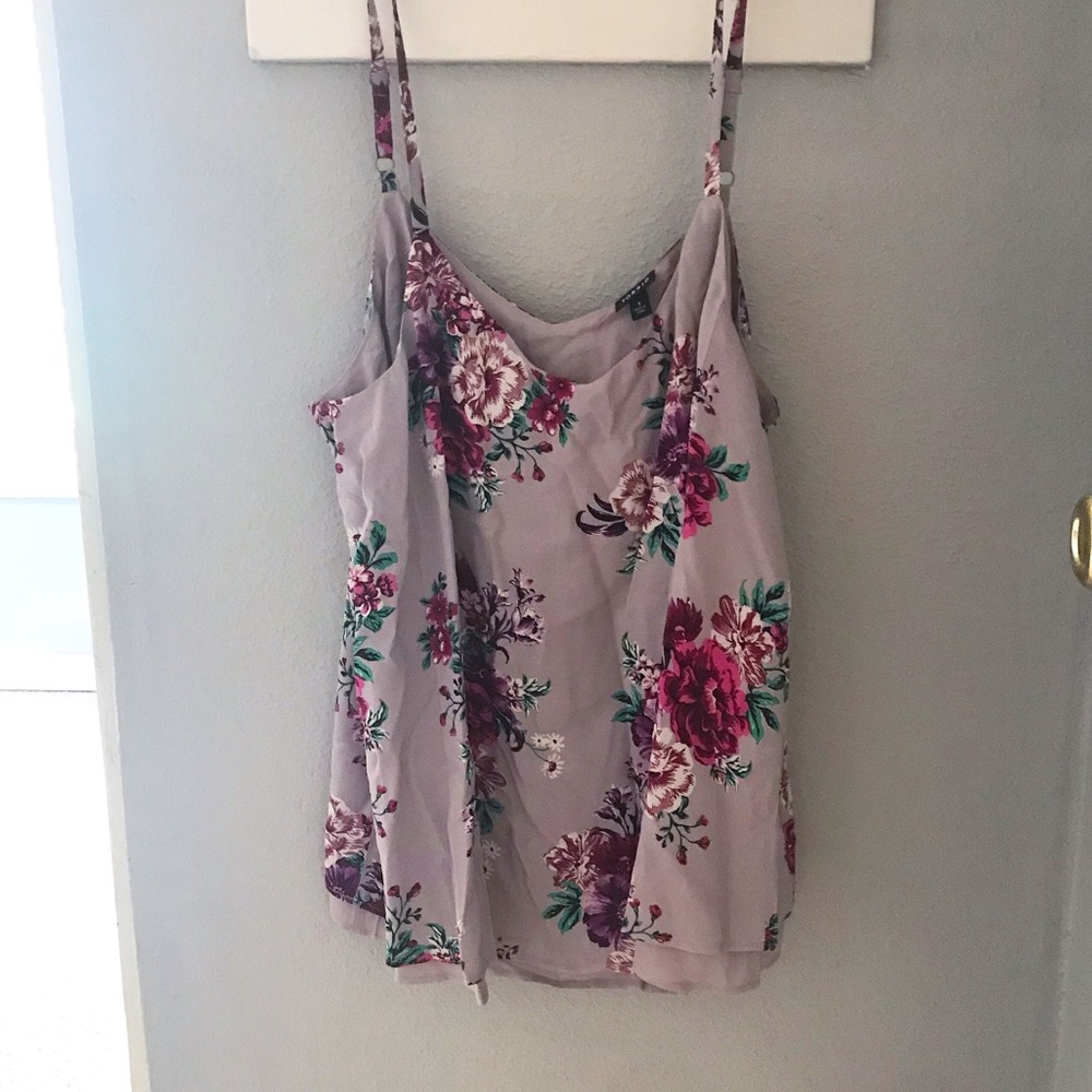 Purple floral torrid swing cami double layer vneck